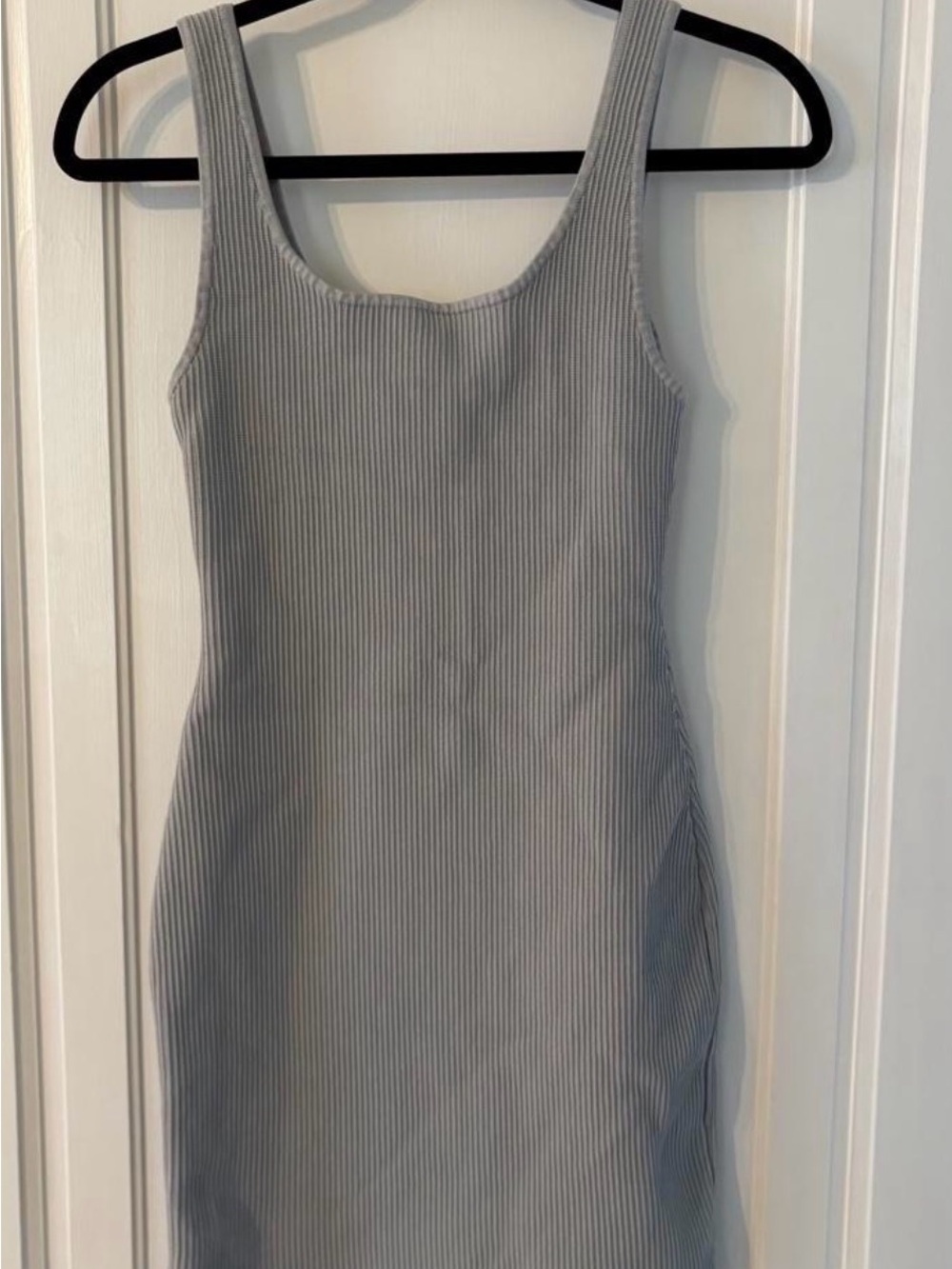 Babaton Light Gray Ribbed Tank Mini Dress Small